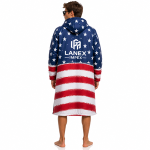 Chaqueta de Invierno Personalizada con la Bandera de EE. UU., Impermeable, Cortavientos, Forrada de Forro Polar, con Capucha, Abrigo Largo para Natación, Surf y Deportes al Aire Libre - Product Image 4
