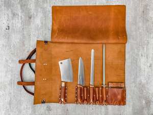 Sac/Rouleau à Couteaux de Chef Classique Portable en Cuir Véritable Léger PK, Nouveau Modèle, Couleur Personnalisée, Durable, OEM, Garantie 3 Ans - Product Image 2