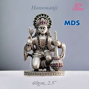Exquisita Estatua de Hanumanji en Oro Sólido de 22K, Ídolo Religioso Hindú para Decoración de Templos en el Hogar, Murti de Bajrangbali Hecha a Mano, Regalo - Product Image 3
