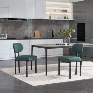 Set di 2 Sedie da Pranzo Moderne Stile Mid-Century, Rivestite in Bouclé con Gambe in Metallo Nero per Cucina e Sala da Pranzo - Product Image 1