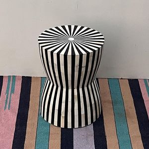Round Bone Inlay <b>Side</b> <b>Table</b> Premium Handmade Accent Furniture For Elegant Bedroom And <b>Lounge</b> Decoration - Product Image 1