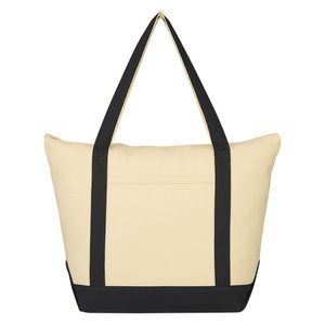 Sac fourre-tout en toile de coton crème avec base jaune, robuste, à soufflet, personnalisable avec logo, vente en gros, promotionnel, pour courses, plage et shopping - Product Image 3