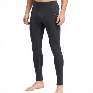 Leggings de compression pour homme, longueur intégrale, couleur unie, taille élastique, matière Spandex Nylon - Product Image 5