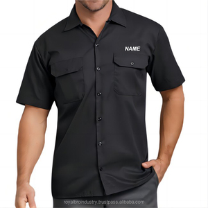 เสื้อเชิ้ตทำงานผ้าคอตตอนสำหรับผู้ชายเสื้อทำงานตามสั่งแนวอุตสาหกรรมแขนสั้นเสื้อทำงานผ้าคอตต้อนแบบ100% โรงงาน - Product Image 5