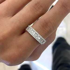 Half Eternity Wedding Bands 14k 18k Solid Gold Round Baguette Cut Lab Grown <b>Diamond</b> Everyday Modern Stackable <b>Rings</b> Manufacturer - Product Image 6