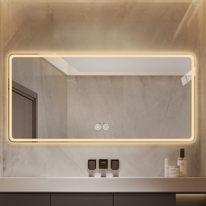 Cermin kamar mandi khusus hotel mewah cermin pintar LED sakelar sentuh anti-kabut persegi panjang - Product Image 5