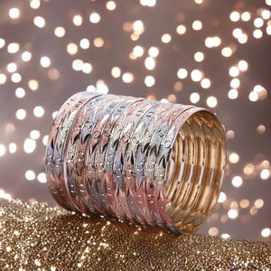 Brazaletes de oro de 3 tonos al por mayor, brazaletes de moda, brazaletes plateados de 3 tonos, brazalete multitono, brazaletes de lujo de latón tricolor - Product Image 4