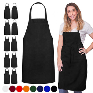 Delantal Unisex Azul Marino de Algodón con Bolsillo para Restaurante o Bar, Tejido de Punto, Tirantes Ajustables, Uniforme para Camareros - Product Image 2