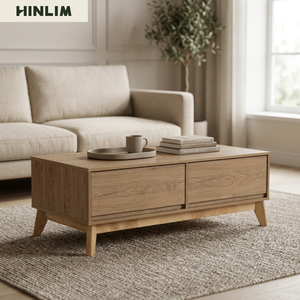 Table basse moderne et durable avec tiroirs de rangement, meubles de salon scandinaves, plateau en panneau stratifié, design rectangulaire, Nuhoom - Product Image 4