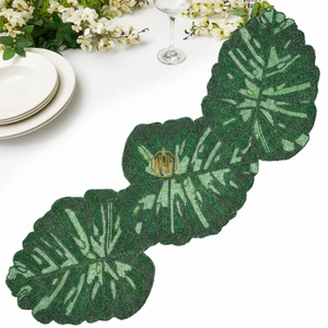 Handmade 36 Inch Floral Modern Embroidered Glass Beaded Table Runner for Wedding and Party Decor - Product Image 4