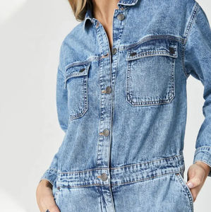 Conjunto de Traje de Mezclilla para Mujer, Estilo Casual, Ajustado, con Botones, para Primavera/Verano, al Precio Más Bajo, Servicio OEM, Ligero, de Algodón - Product Image 6