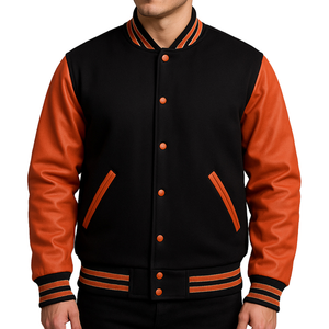 Chaqueta Universitaria de Béisbol de Alta Calidad, Chaqueta Varsity Personalizada con Bordado y Mangas de Cuero para Hombre - Product Image 4