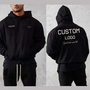 Sweat-shirt à capuche personnalisé pour homme en tissu éponge anti-boulochage avec logo imprimé en relief sur le devant, mélange polyester/coton, sport d'automne - Product Image 4