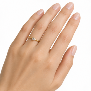 Bague de fiançailles minimaliste solitaire en diamant rond, couleur DEF, clarté VS VVS, certifiée IGI, or massif 9K 10K 14K 18K - Product Image 5
