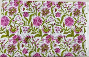 Tela de algodón estampada a mano con motivos florales, ecológica, reutilizable, personalizada, proveedor de tela estampada a mano para pedidos al por mayor. - Product Image 2