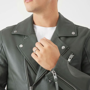 Vêtements d'extérieur, livraison rapide, veste en cuir pour homme tendance, cuir véritable personnalisé, veste de motard pour homme de qualité supérieure - Product Image 5