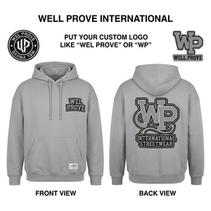 Sudadera con Capucha Premium de Felpa 100% Algodón 320 GSM, Personalizada con Logotipo Serigrafiado en Relieve para Ropa Urbana Gris Suave - Product Image 1