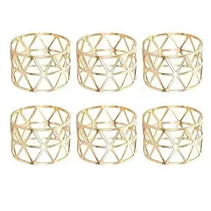 Anneau de serviette en or plaqué de haute qualité, design découpé au laser, décoration de table, luxe, pas cher, en gros - Product Image 6