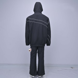 MADSQUILZ Unisex Black Full <b>Zip</b> <b>Hooded</b> Breathable Waterproof Eco-Friendly Quick Dry Lightweight Streetwear 100% Nylon Tracksuit - Product Image 2