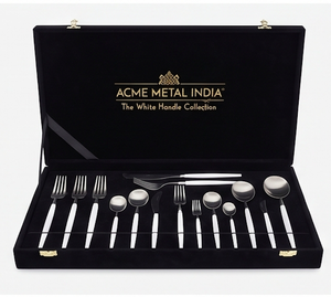 Ensemble de couverts à tête ronde finition mate avec manche en résine blanche – Vaisselle élégante pour la salle à manger moderne, la cuisine, les mariages et les fêtes - Product Image 4