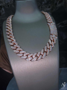 Collar de Cadena Cubana Chapado en Oro Rosa con Incrustaciones de Moissanita VVS y Colgante con Engaste de Garra, Joyería Hip Hop Unisex para Fiesta - Product Image 4