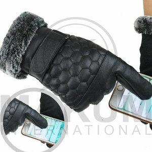 Genuine Leather Men Women's <b>Waterproof</b> Breathable Thermal Touch Screen Full-Finger Wrist-Length Lambskin Leather <b>Dressing</b> Gloves - Product Image 5