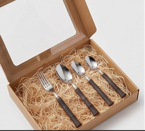 Stainless Steel Flatware Set With Wooden Handle Durable <b>Vintage</b> Style <b>Cutlery</b> For Camping Outdoor Use - Product Image 6