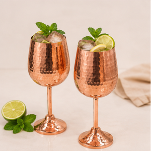 Copa de Vino de Cobre Martillado de Primera Calidad al por Mayor, Irrompible, Ecológica, Tipo Cáliz Real para Champán y Cócteles - Product Image 2