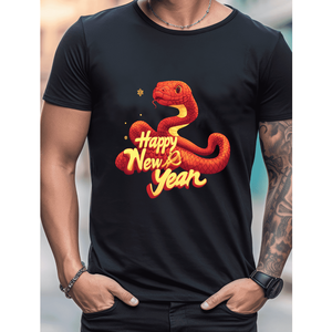 2025 elegante t-shirt da uomo in cotone per tutte le stagioni comoda a maniche corte per il nuovo anno - Product Image 2