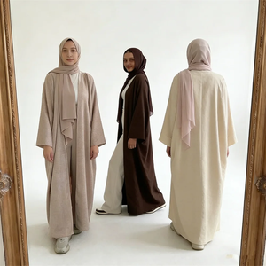 Robe Abaya élégante et modeste pour femmes musulmanes, style Dubaï, cardigan uni, pour le Ramadan, Jalabiya de fête islamique, Kaftan turc marocain - Product Image 1