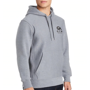 Sudadera con Capucha de Punto para Hombre, Estilo Casual, para Invierno, 340 GSM, con Patrón de Letras, Color Gris, Felpa de Algodón - Product Image 3