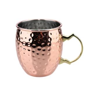 Mug Moscow Mule en cuivre pur martelé, design moderne, écologique, pour mariage, eau, cocktail, bière, hôtel, bar à domicile, vente en gros - Product Image 1