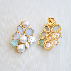 ต่างหูช่างฝีมือหินอัญมณีกึ่งมีค่าชุบโรเดียมและช่างฝีมือผลิตเครื่องประดับที่มีคุณภาพ - Product Image 5