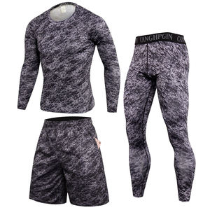 <b>Men's</b> Rash Guard Set Full Sleeve <b>Compression</b> Wear Digital Print Quick Dry Spandex Polyester UPF50+ Anti-Bacterial Sports Kit - Product Image 4
