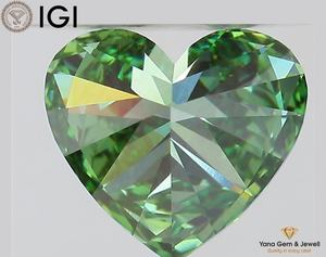 เพชร CVD ผลิตในห้องปฏิบัติการ ขนาด 1.01 กะรัต ได้รับการรับรองจาก IGI สีเขียวสดใส ระดับความสะอาด VVS2 รูปทรงหัวใจ เหมาะสำหรับเป็นเครื่องประดับหมั้น - Product Image 5