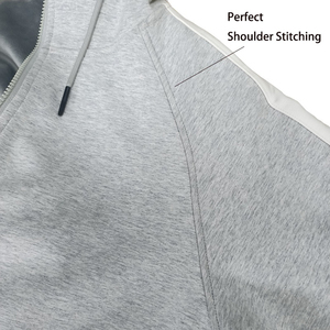 Survêtement gris à capuche pour homme, manches longues, fermeture éclair, poches latérales, coupe classique, vêtements de sport décontractés pour l'automne - Product Image 6