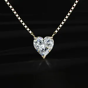 Luxury Design Women's Heart Shaped Solitaire Diamond Lab Grown 14kt Gold <b>Necklace</b> Fine Jewelry <b>D</b>-E Color VVS-VS Clarity IGI - Product Image 1