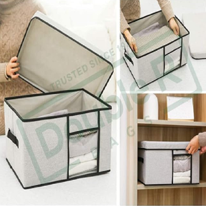 <b>Collapsible</b> Closet <b>Storage</b> Cube Luggage & Travel Bags Box with Lid and Handles for Bedroom Shelf Wardrobe Organization - Product Image 3
