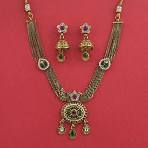 ผู้ส่งออกเครื่องประดับแฟชั่นในอินเดีย สร้อยคอโบราณชุบทอง 232441 - Product Image 1