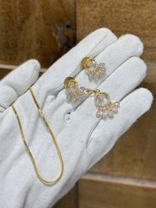 Conjunto de colgante Bhargavi Classic American Diamond con acabado en oro y rodio, con circonita cúbica, joyería moderna para boda. - Product Image 6