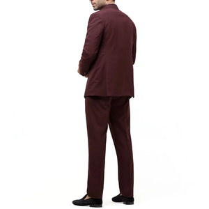 Men British Style Business <b>Suit</b> Maroon Single Breasted Notched Collar Anti-Wrinkle Regular Fit 100% Polyester Worsted Fabric - Product Image 2