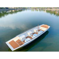 OMH K242 15 pieds, bateau à rames/moteur en bois composite durable à extrémités carrées, pour rivière, lac, loisirs, 450Lx125Wx41H cm, 6 personnes