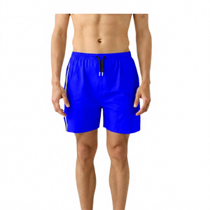 Shorts pour hommes de couleur unie à séchage rapide avec cordon de serrage, maillot de bain décontracté gris clair, taille mi-haute - Product Image 4