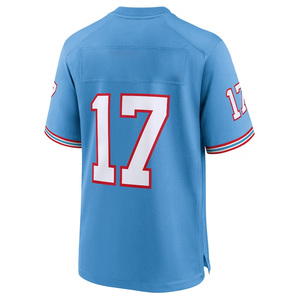 Light Blue American Football Jersey V-Neck Short Sleeve Number 21 Tackle Twill Print Moisture Wicking Men's Uniform - Product Image 4