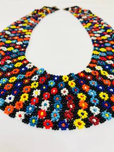 Collar de Cadena con Cuentas de Flores Coloridas y Negras, Collar de Flores con Cuentas Finas, Joyería de Estilo Nativo Americano - Product Image 2
