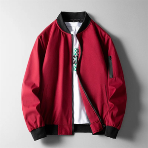 Men's Slim Fit Casual Outwear Bomber Autumn Winter Bomber <b>Jacket</b> Stand Collar Solid Color <b>Canvas</b> High Quality OEM Service - Product Image 6