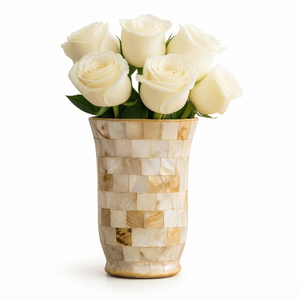 Best Design Bone Inlay Flower Vase Pot for Living Room Luxury Geometric Pattern Home <b>Decor</b> Handcrafted Round Resin Inlay <b>Decor</b> - Product Image 5