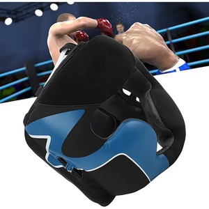 Protège-tête de boxe réglable avec sangles en dentelle, casque de protection MMA en cuir pour le kick-boxing et les arts martiaux - Product Image 2