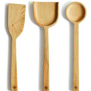 Juego de Cucharas de Madera Hechas a Mano, Utensilios de Cocina Rústicos Naturales, Duraderos y Artesanales para Uso Doméstico - Product Image 1