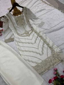 For Embroidered Elegant Women Salwar Kameez Set with Dupatta Long Sleeve Diwali Wedding Party Dress Indian Pakistani Outfit - Product Image 5